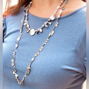 Stella & Dot Metal Bubbles Long Strand Necklace - Silver
